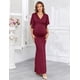 thumbnail image 5 of Vestido largo de maternidad AISWI con faja de flores burdeos talla S, 5 of 6