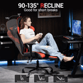 thumbnail image 4 of WENTUM Reclining Gaming Chair with Footrest, Massage Racing Office Chair, PU Leather Computer Desk Chair with Head Pillow for Adults, Red, 4 of 6