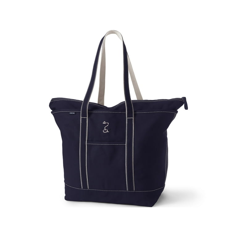 Lands' End Zip Top Canvas Long Handle Extra Large Tote Bag