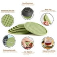 thumbnail image 3 of DISEN Drink Coasters Set of 6 with Holder, Silicone Coasters Tabletop Protection for Any Table Type, Wood, Stone Tables, Dishwasher Safe, Coasters for Drinks Fits Any Size of Drinking Glasses Green, 3 of 6