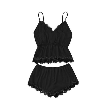 

Binmer Womens Shorts Plus Size Women Shorts Cleanrance Sexy Tops Shorts Lace Bowknot Nightdress Camisole Pajamas Underwear Set