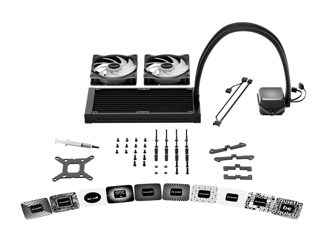 bequiet! PURE LOOP 3 LX 240mm Black CPU liquid cooler for heavily overclocked systems, 2x Light Wings LX PWM high-speed fans, Daisy chained PWM fans, Unique ARGB cooling block with customization