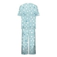 thumbnail image 6 of felwors Women's Capri Pajama Sets Floral Print Short Sleeve Sleepwear Top and Capri Pants 2 Piece Loungewear with Pockets Sky Blue, L, 6 of 7