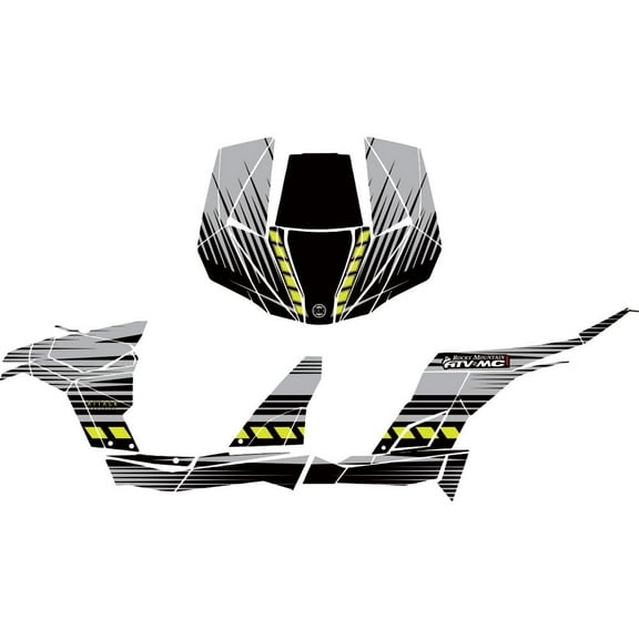 Attack Graphics Brute Complete UTV Graphics Kit Grey/Black/Magna Green for Can-Am Maverick X3 Turbo 64 Inch 2020