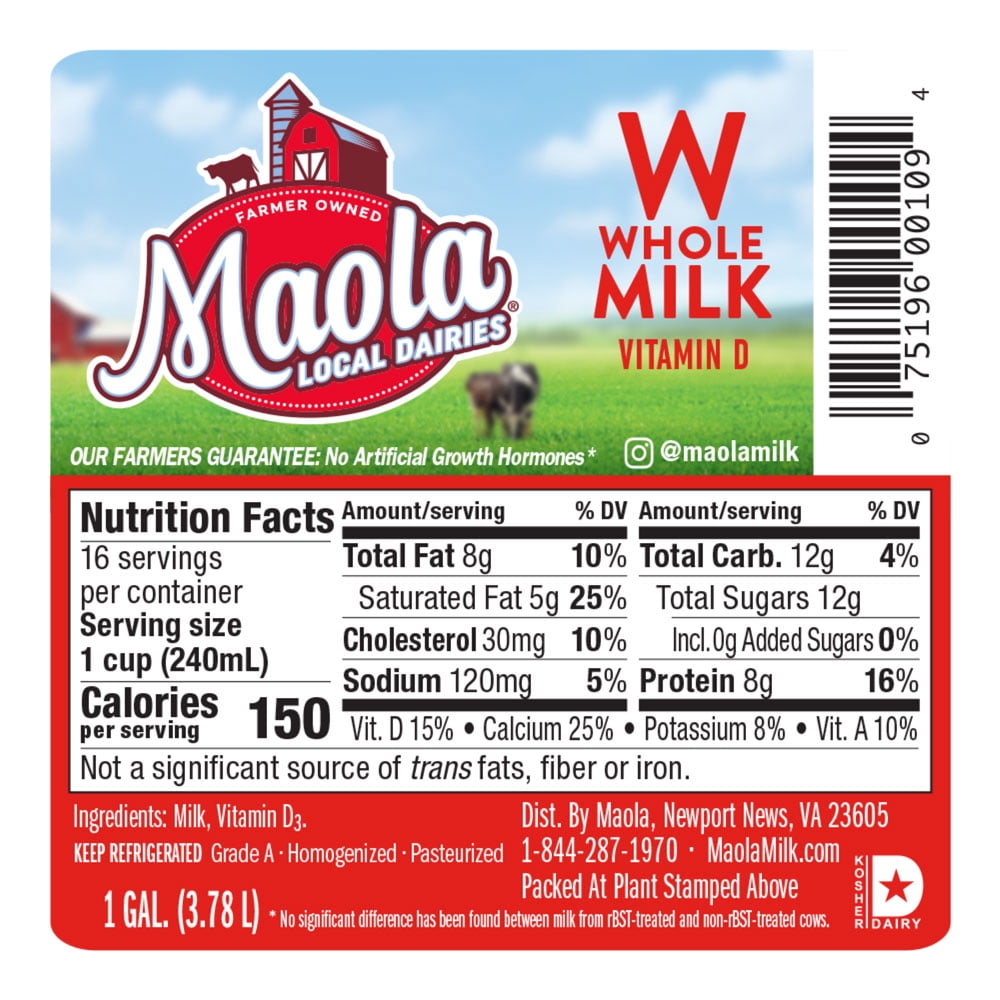 Maola Whole Milk, Gallon