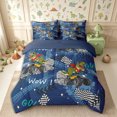 thumbnail image 3 of meiyoeat Cool Dinosaur Monster Truck 7-Piece Twin Bedding,Racing Checkered Flag Bedding Comforter Set,Blue Black,Reversible, 3 of 6
