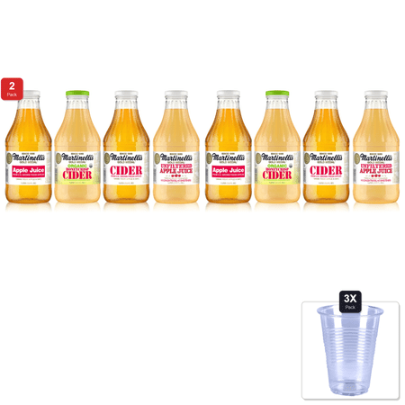 2 Pack | Martinelli’S Apple Juice & Cider Variety Pack (4 Pack, 33.8 Oz ) Apple Juice, Unfiltered Applejuice, Sparkling Cider, Organic Honeycrisp & 3x Disposable Cup