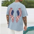 thumbnail image 5 of Mens Shirts Short Sleeved Round Neck Independence Day Printed Blouses Light Blue M, 5 of 6