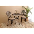 thumbnail image 2 of 3-Piece Cast Aluminum Outdoor Patio Bistro Set with Cushions, Rust-Resistant Table and Chairs for Garden, Balcony, or Porch, 2 of 9