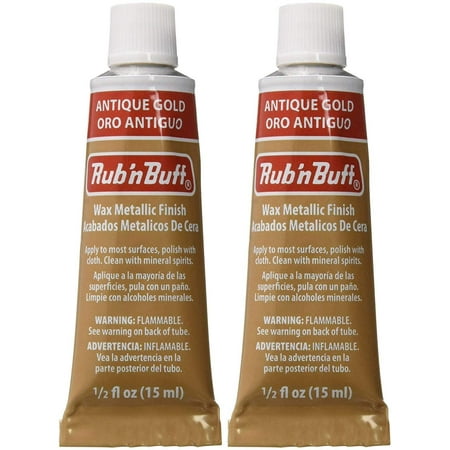 Amaco Rub 'N Buff Wax Metallic Finish, Antique Gold, 0.5 Fluid Ounce, Pack of 2
