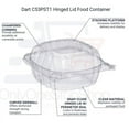 thumbnail image 6 of VeZee 5" Clamshell Clear Plastic Hinged Lid Containers Use for Take-out/ to-Go Food, Sandwiches, Cake, Salad (100Ct), 6 of 7