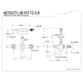 thumbnail image 5 of Kingston Brass AE551T2 7" Wall Mount 2-Handle Tub Fauce AE551T2, 5 of 5