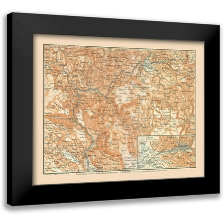 Baedeker 14x12 Black Modern Framed Museum Art Print Titled - Prenj Planina Bosnia Herzegovina Europe