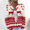 thumbnail image 5 of Brnmxoke Ugly Christmas Sweater for Women Tunic Pattern Button Down Xmas Plus Size Knitted Cardigans Open Front Crochet Fall Winter Long Sleeve Coat Beige,M, 5 of 5