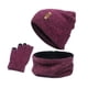 thumbnail image 2 of 2x Gorro de invierno Salvador para mujer bufanda guantes de punto forro Rosa rojo, 2 of 8