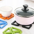 thumbnail image 4 of NICEXMAS 2-Pack Red Silicone Hot Pot Holder Trivet Mat with Stainless Steel, Foldable Table Pad, 4 of 8