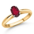 thumbnail image 2 of Gem Stone King 10K Yellow Gold Ruby Red Mystic Topaz Solitaire Engagement Ring for Women (0.80 Cttw, Oval 7X5MM, Gemstone Birthstone, Size 8), 2 of 4
