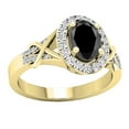 thumbnail image 3 of Dazzlingrock Collection 10K Oval Cut Black Sapphire & Round Cut Diamond Bridal Halo Engagement Ring, Yellow Gold, Size 4, 3 of 8
