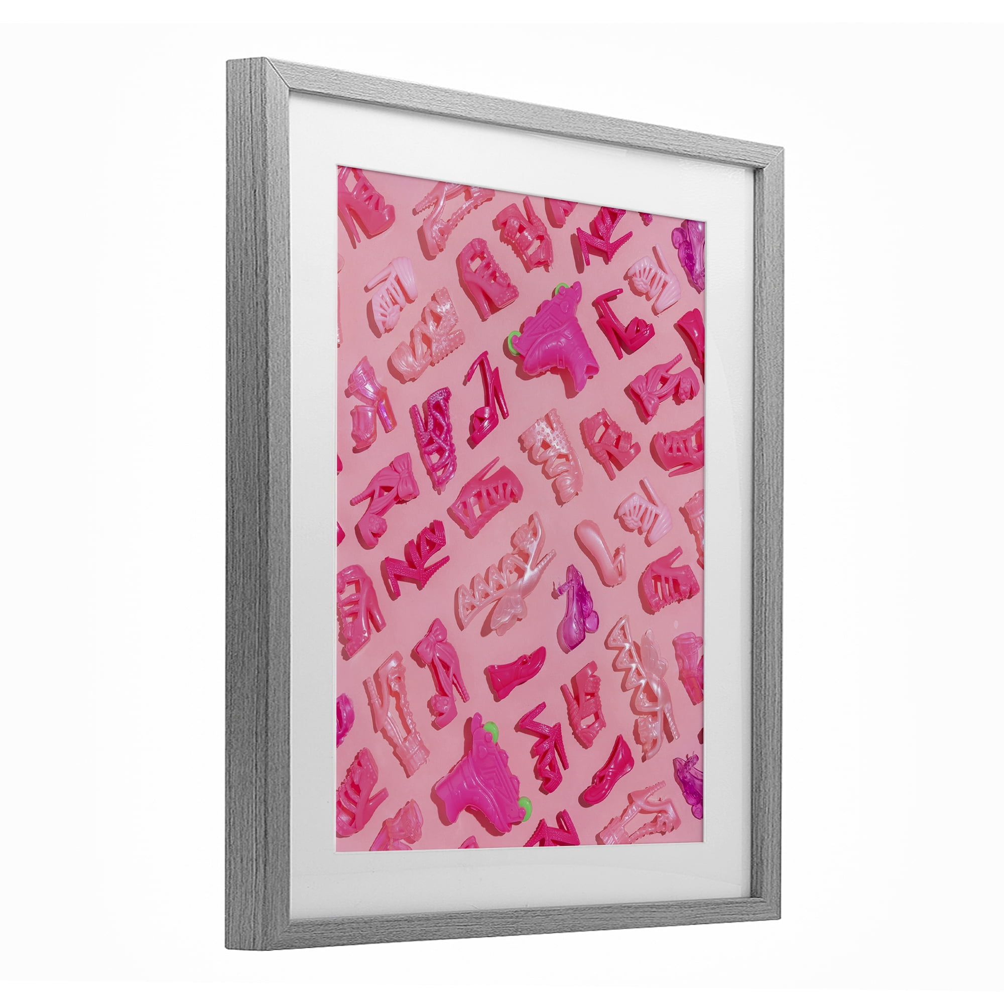 Stupell Industries Tiny Doll Shoes Pink Gray Framed Print Under Glass, design by LISH Creative