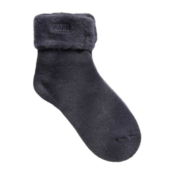 Fgnfyis Women Solid Thickened Velvet Warm Socks Sleep Socks Extra Thick Snow Socks Cozy Fuzzy Floor Socks for Indoor Dark Gray One Size