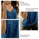 thumbnail image 4 of Camisa sin mangas con purpurina para mujer, cuello en V brillante, suave, elegante, informal, con tirantes finos y purpurina, para fiesta, azul M, 4 of 5
