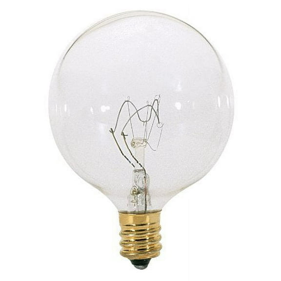 Satco S3727 120V Candelabra Base 25-Watt G16.5 Light Bulb, Clear