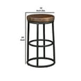 thumbnail image 6 of Ken 24 Inch Backless Round Counter Stool, Pine Wood Seat, Brown, Black- Saltoro Sherpi, 6 of 6