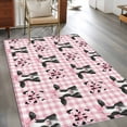 thumbnail image 2 of Farm Pink Plaid Cow Area Rugs 3x5 ft Country Watercolor Pink Bow Knot Cute Cow Washable Rug Non Slip Indoor Carpet Absorbent Floor Mat for Living Room Bedroom Dining Room, 2 of 9