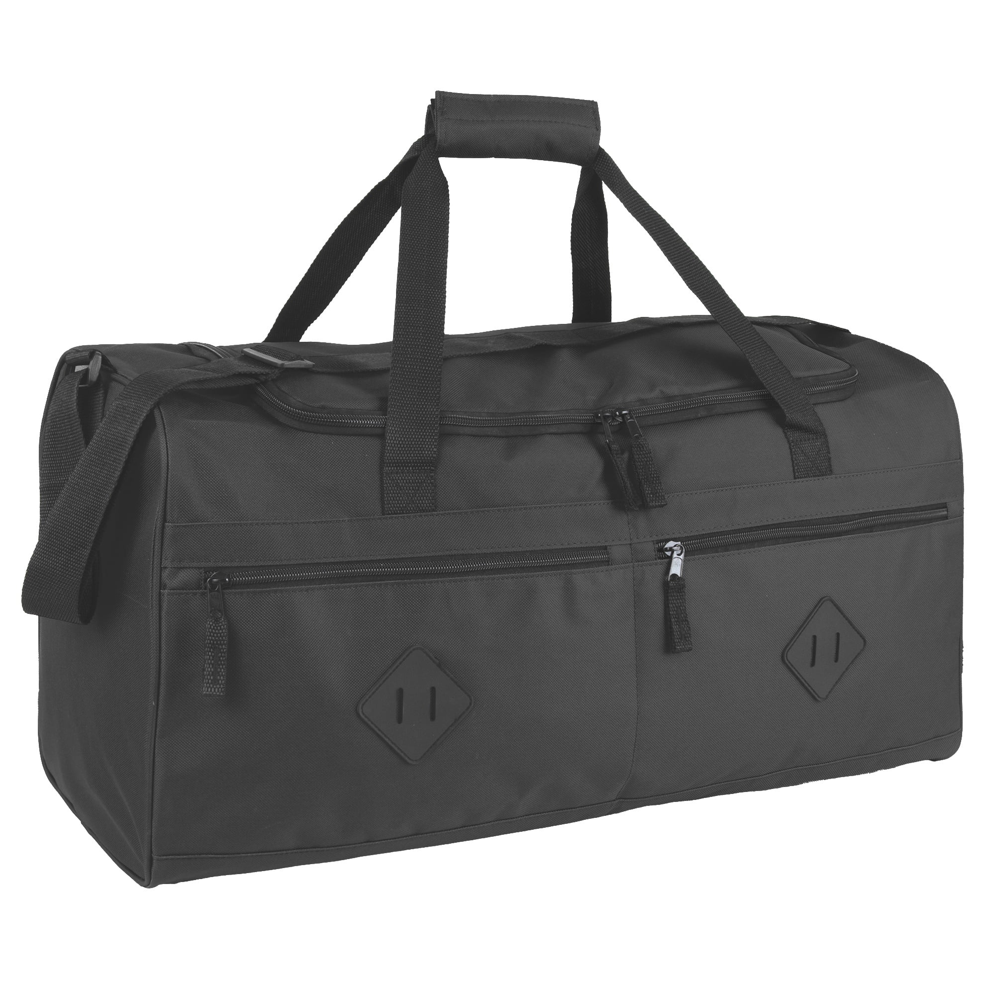 24 Pack 24 Inch 55 Liter Overnight Duffel Bags with Zippered Pockets for Men, Women, Sports, Gym, Travel, Commuting in Black