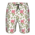 thumbnail image 3 of Cauagu Rose Flowers Print Men's Swim Trunks,Hawaiian Bathing Suit Swimsuits Beach Shorts with Pockets for Men Quick Dry Swimming Board Shorts-X-Large, 3 of 6
