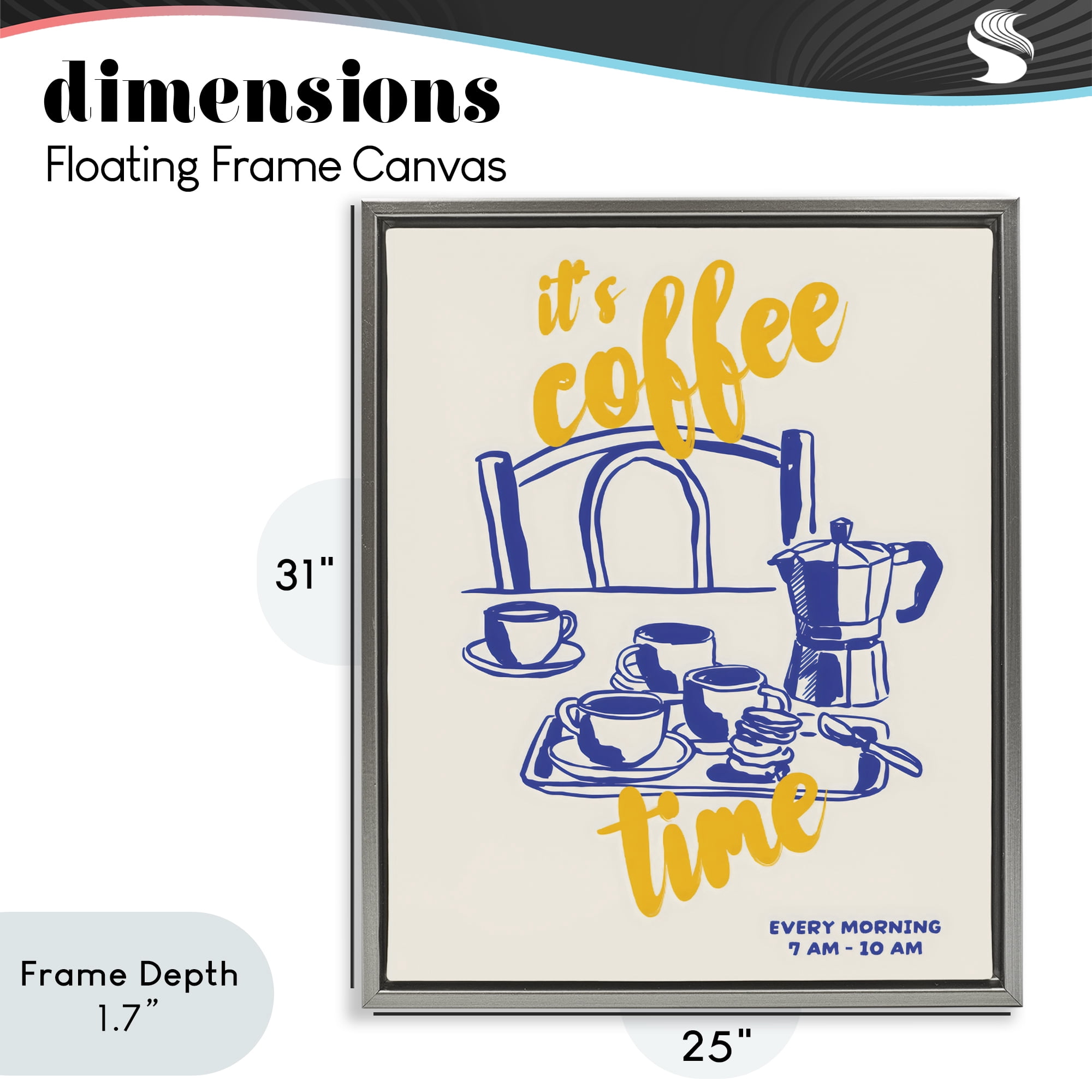 Stupell Industries It's Coffee Time Breakfast Ritual Gray Framed Floater Canvas Wall Art, design by The Prints Vibe