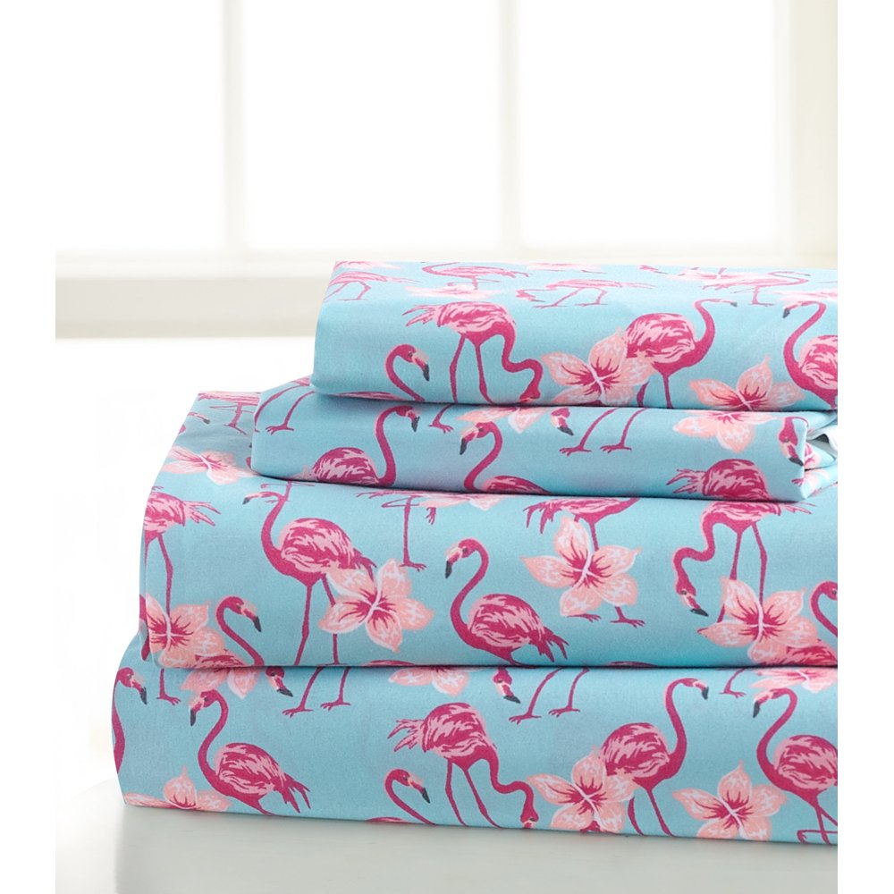 Flamingo Flowers 4piece Sheet Set King