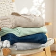 thumbnail image 5 of Exclusivo Mezcla 100% Cotton Waffle Throw Blanket for Couch, Sofa, Lightweight and Breathable Gauze Muslin Blanket for Summer, Moisture-Wicking, Home Decor, 50"x70", Khaki, 5 of 7