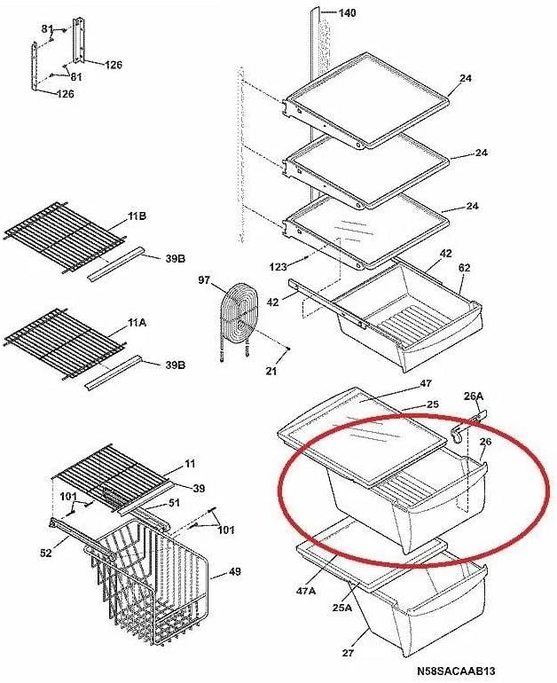 240351061 Upper Crisper Pan - for Frigidaire Refrigerator Pan Drawer replacement Part number AP4424911 240351005 240351062 Fridge crisper bins - Refrigidaire crisper drawer replacement - W 15-3/8 in