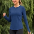 thumbnail image 4 of Ymauqau Hauts d'Entraînement pour Femmes à Manches Longues, Col Ras du Cou, Ourlet Arrondi, T-Shirts de Course Ajustés Athlétiques, Chandails de Randonnée contre le Soleil, 4 of 6