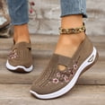 thumbnail image 2 of Crunowin Women's Summer Slip Ons, Embroidery Low Cut Breathable Mesh Summer Big Size Comfortable Casual Shoes Coffee 5.5, 2 of 10