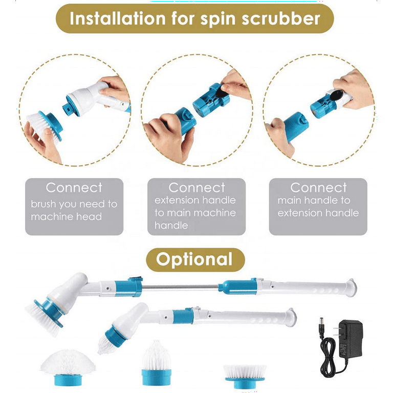 Link Cordless Electric Spin Scrubber Portable And Lightweight Easy Cleaning  With 4 Different Heads Included : Target