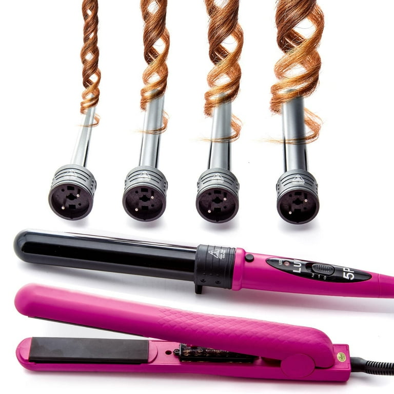 Avion Beauty Curling Iron and Flat Iron 8 Pc Set Pink Walmart