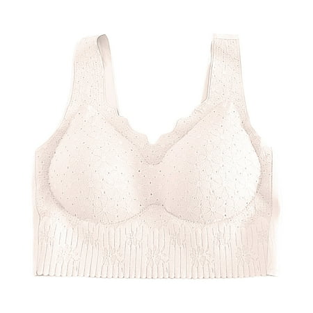 Xiaoxatg Women s Summer Thin Full Lace Pattern Traceless Tank Top Style Small Chest Wrapped Up Without Steel Rings Comfortable Bra Womens Sports Bras plus Size