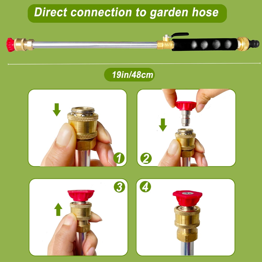 Jet Nozzle High Pressure Hose Nozzle for Garden Hose Pressure Washer Wand Hydro Jet High Pressure Washer Tools Water Sprayer with 5 Different Water Hose Nozzles and Hose Quick Connectors