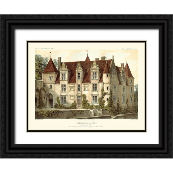 Petit, Victor 14x12 Black Ornate Wood Framed with Double Matting Museum Art Print Titled - Petite French Chateaux VI