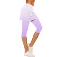 thumbnail image 2 of Horkkom Leggings for Women Elastic Waist Capris Athletic Skirts Gradient Print Stretch Yoga Pants Purple M, 2 of 6