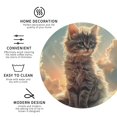 thumbnail image 3 of Honeii Sunshine Cloud Kitten print Leather Coaster Set of 4, ideal for safeguarding your furniture from drinks spills and effortless cleanup-Round Shape, 3 of 6