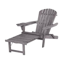 Oceanic Collection Adirondack Chaise Lounge Chair Foldable, cup and glass holder, built in ottoman