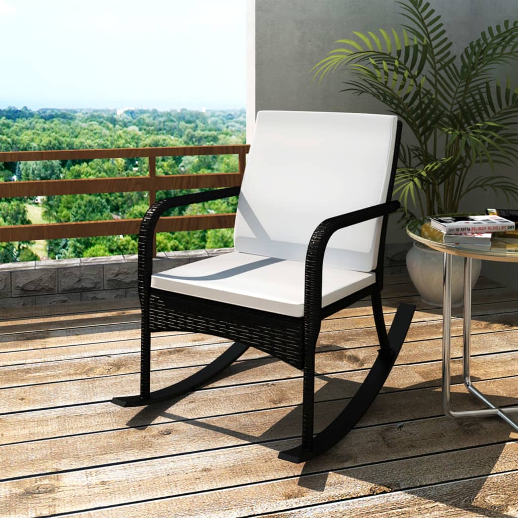 vidaXL Rocking Chair Outdoor Patio Rocking Chair with Cushion Poly Rattan - image 5 of 12