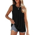 thumbnail image 6 of Women's tank top summer pleated round neck sleeveless top with loose pleats for women, 6 of 9