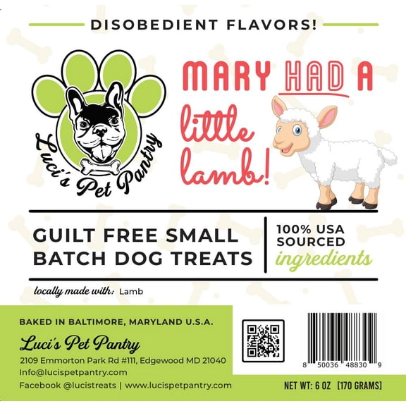 Mary HAD A Little Lamb "Lamb Biscuits" Homemade Dog & Puppy Treats! Gift Box with 4 - 6 oz. Treat Bags