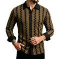 thumbnail image 6 of MiYuan Men's Textured Striped Shirts Casual Button down Long Sleeve Shirt Collared, Vintage for Daily Wear, 6 of 7