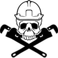 thumbnail image 1 of kcd pipe fitter skull and crossbones vinyl decal sticker|cars trucks vans walls laptops cups|black|5.5 inches|kcd907, 1 of 1