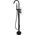 thumbnail image 3 of Floor Mount Bathtub Faucet Flow Freestanding Tub Filler Standing Shower Faucets with Swivel Gooseneck Spout and Cylinder Handheld Spray, Brushed Gold, 3 of 5